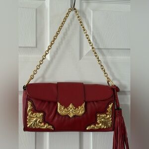 Adrienne Vittadini Red and Gold Shoulder Bag